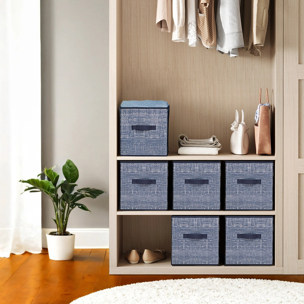 Non-woven Fabric Storage Cubes with Handles for Closet Shelves - Set of 6