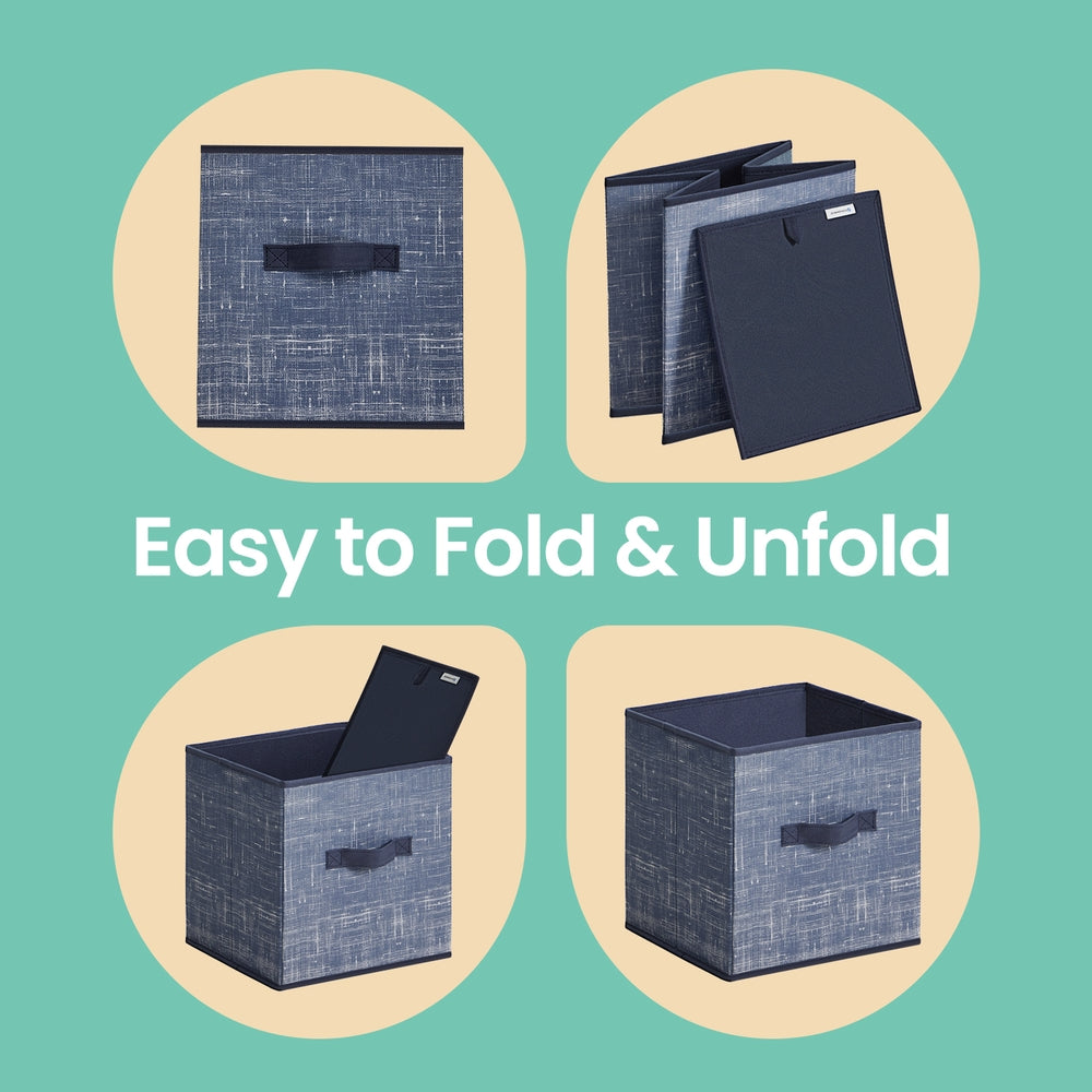 Non-woven Fabric Storage Cubes with Handles for Closet Shelves - Set of 6