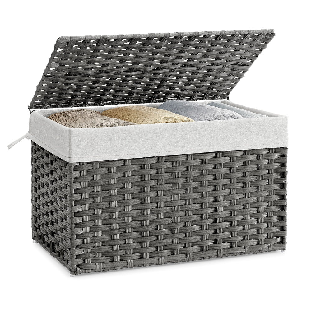 27.7 Gallon (105L) Woven Storage Basket with Lid and Handles Gray - Gray - 15.7"D x 26"W x 15.7"H