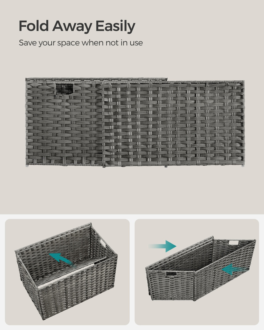 27.7 Gallon (105L) Woven Storage Basket with Lid and Handles Gray - Gray