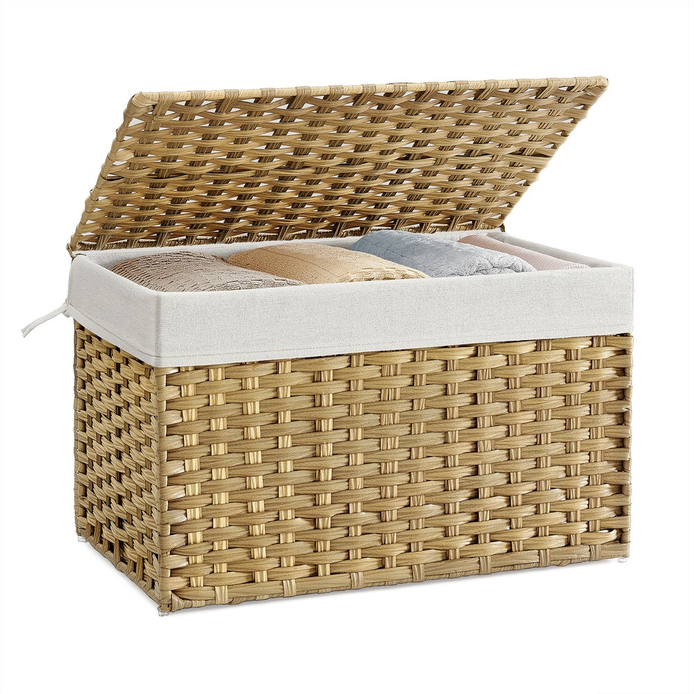 27.7 Gallon (105L) Woven Storage Basket with Lid and Handles Gray - Natural - 15.7"D x 26"W x 15.7"H