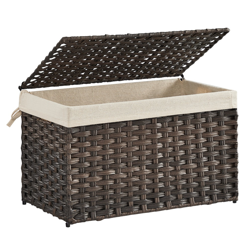 27.7 Gallon (105L) Woven Storage Basket with Lid and Handles Gray - Brown - 13.4"D x 21.9"W x 13.4"H