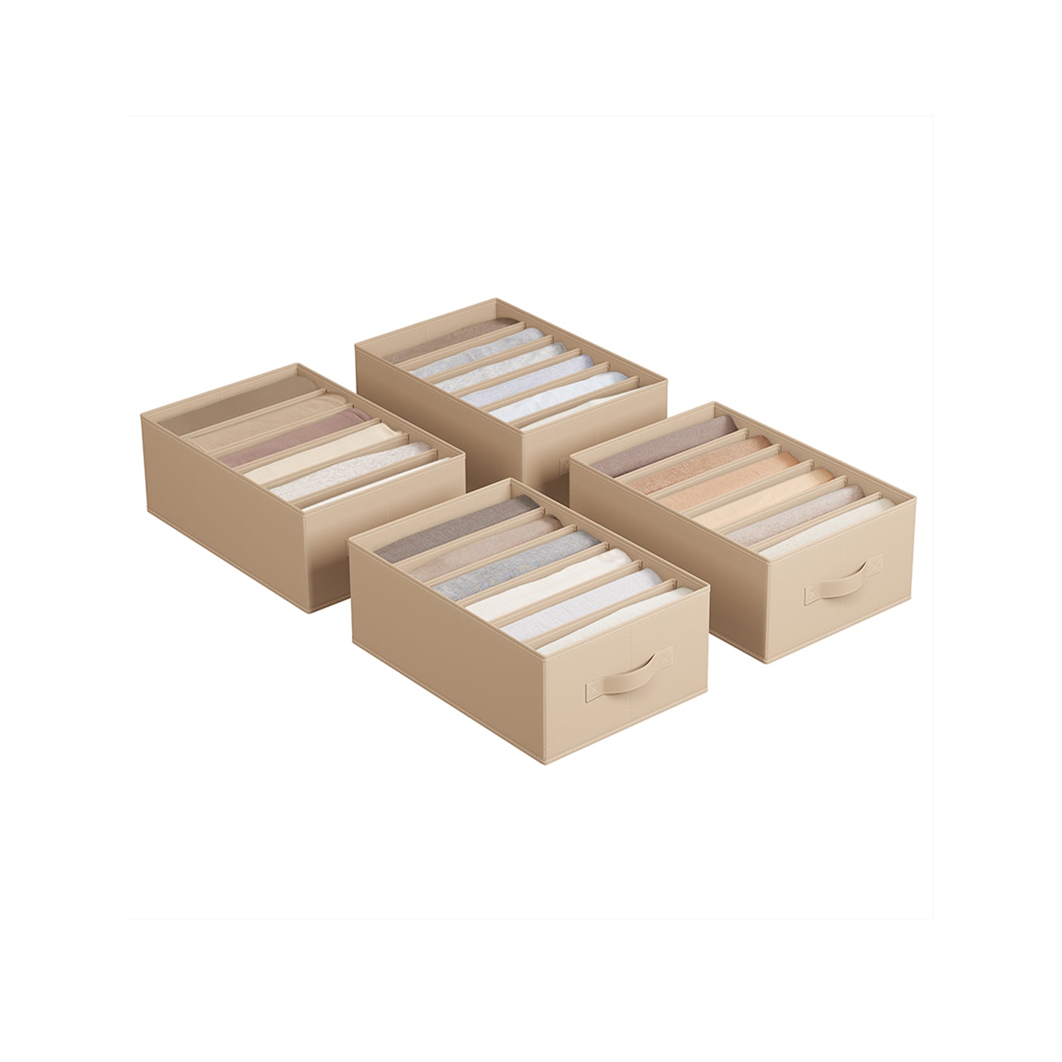 Set of 4 Large Size Wardrobe Clothes Organizers - Sand Beige