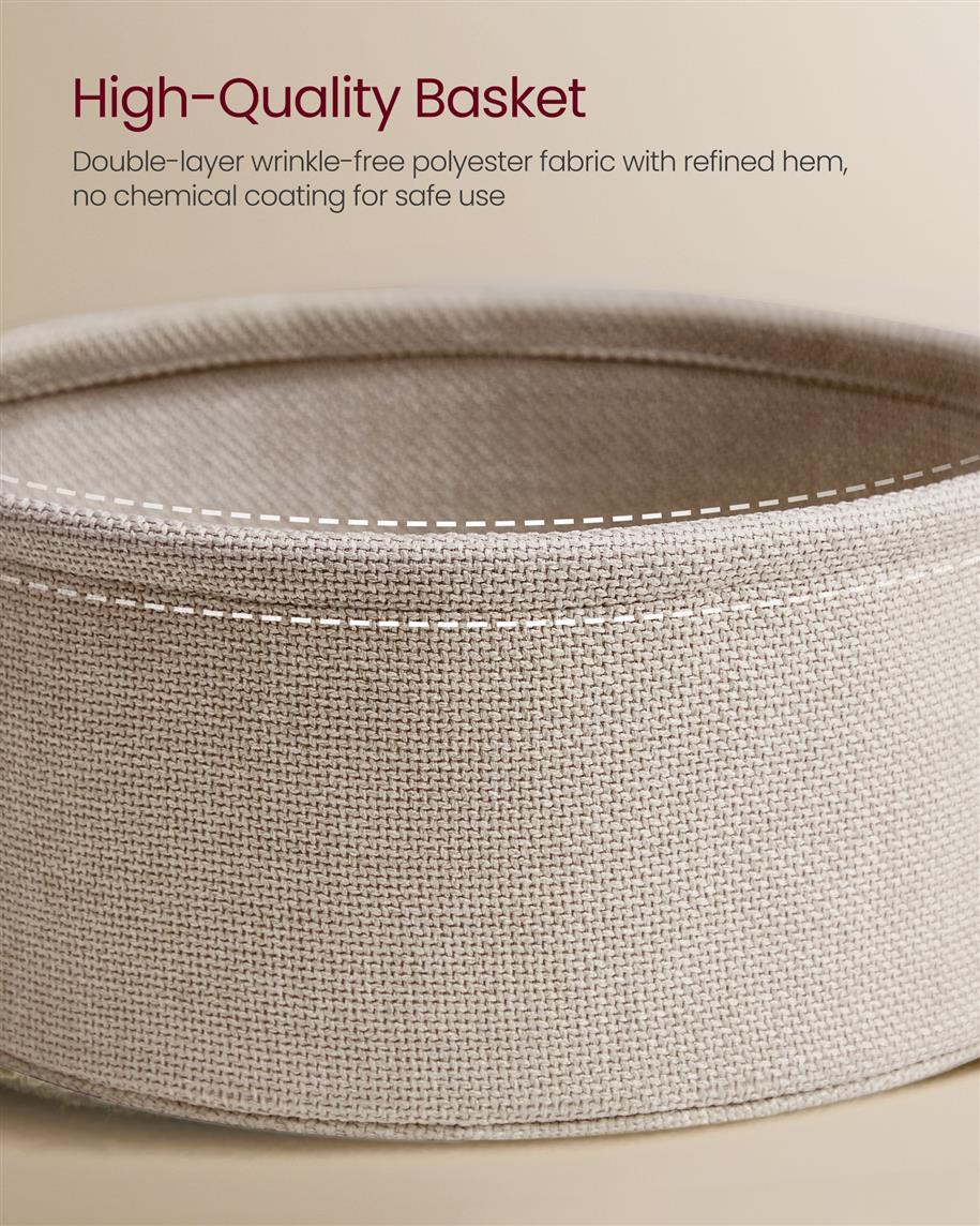 Round Coffee Table, Fabric Storage Basket, 29.5" Dia., 15.3-Gal. Organizer