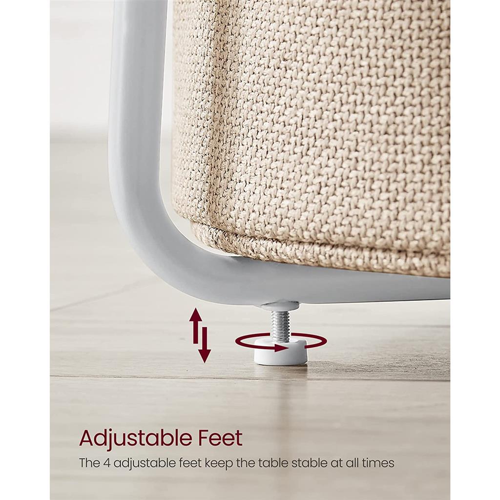 Round side table with fabric basket - 17" wide - sturdy steel frame - quick assembly