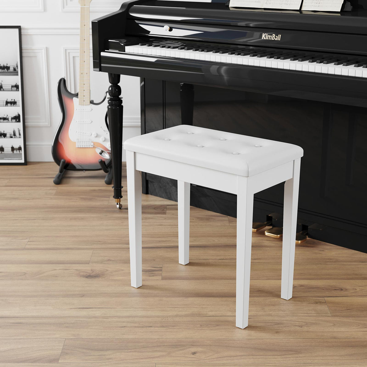 Piano Bench - Padded Cushion - Storage Compartment - For Music Books