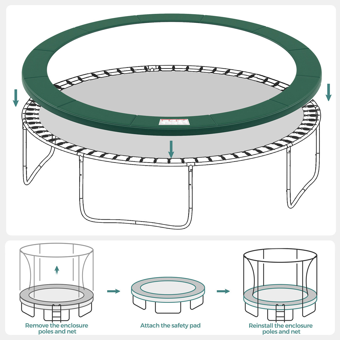 14ft Replacement Trampoline Safety Pad - Dark Green