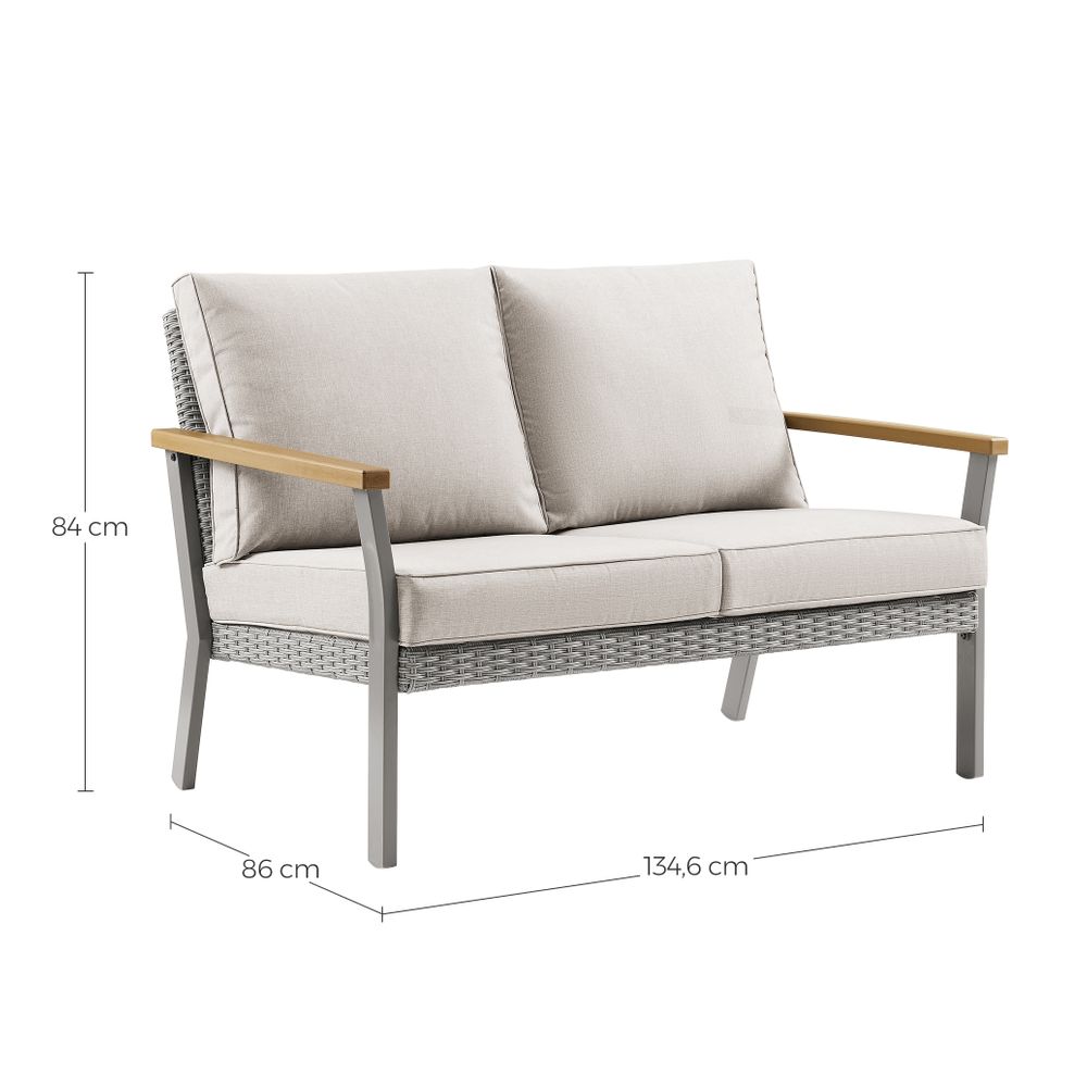 Sencillo Loveseat – Modern Patio Sofa – Ergonomic Outdoor 2-Seater – 520 lb Capacity