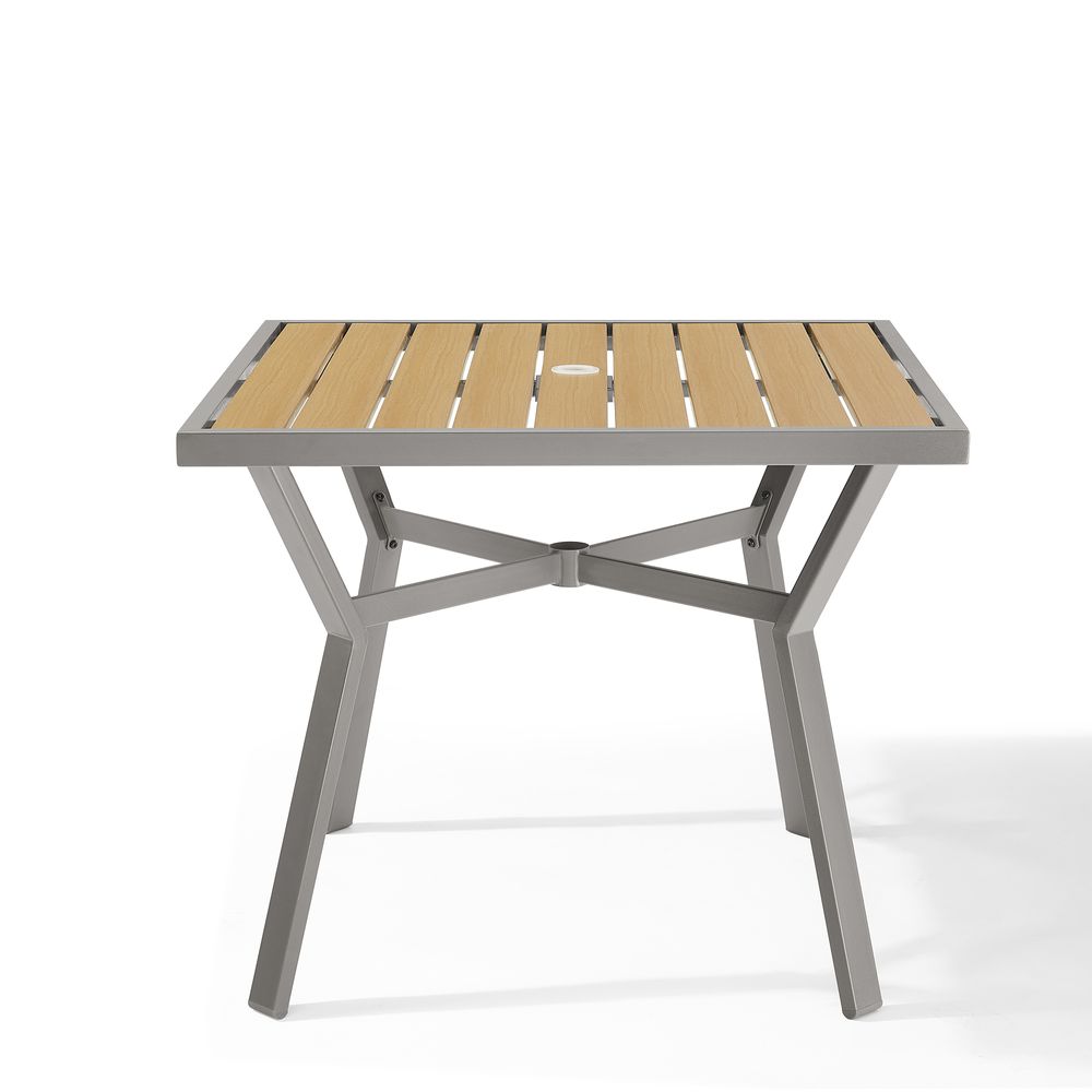 Sencillo Patio Dining Table, Faux Wood, Umbrella Hole, 35"