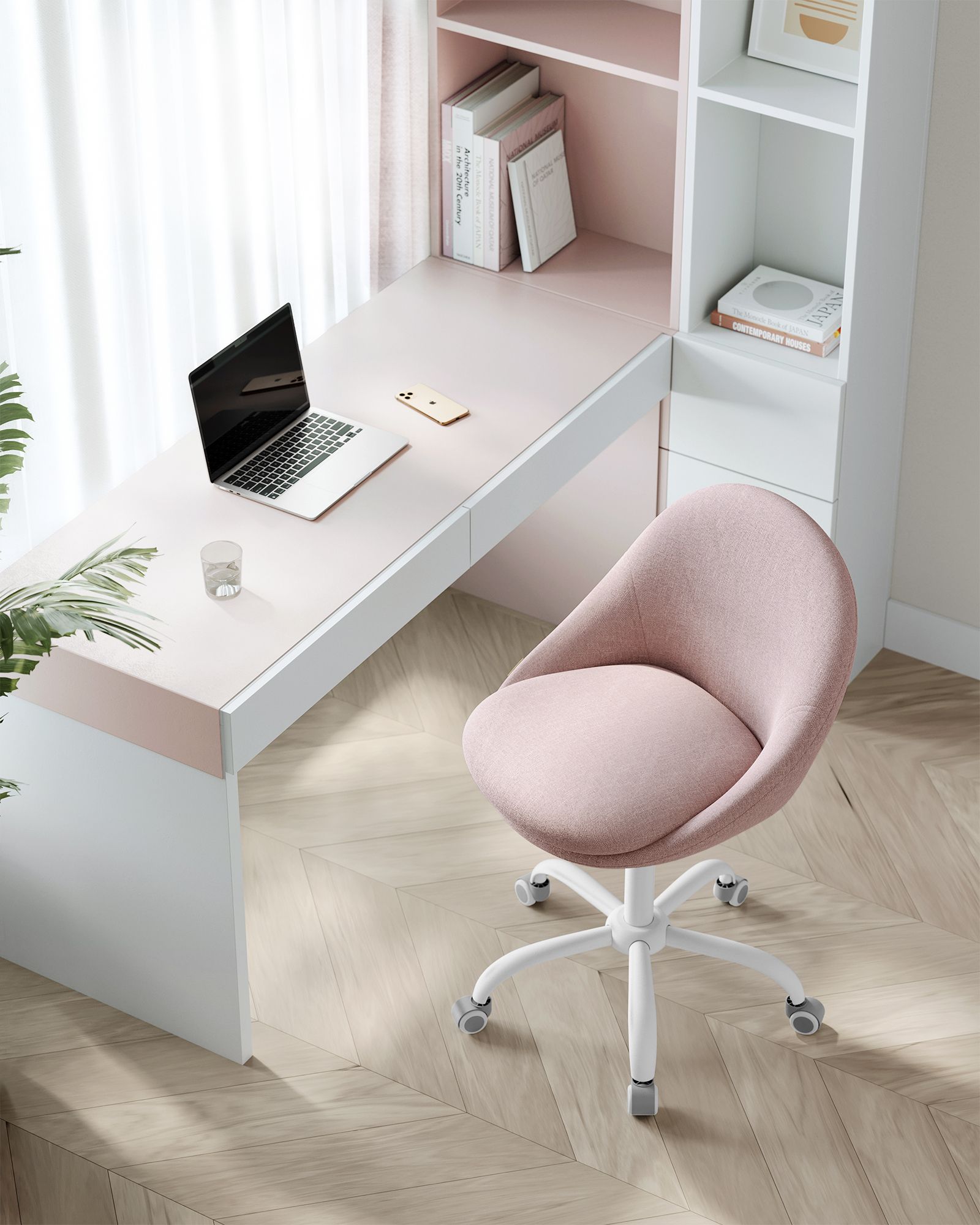 Sherpa Vanity Chair - Swivel Office Chair - Armless Design - Height Adjustable