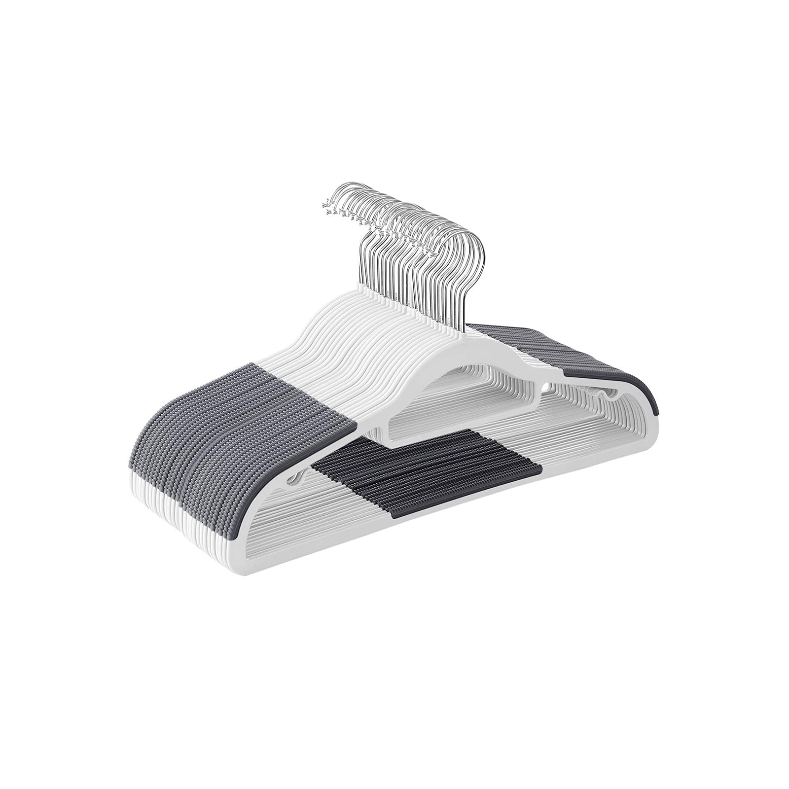 50 Pack Heavy-Duty Plastic Hangers - White Gray