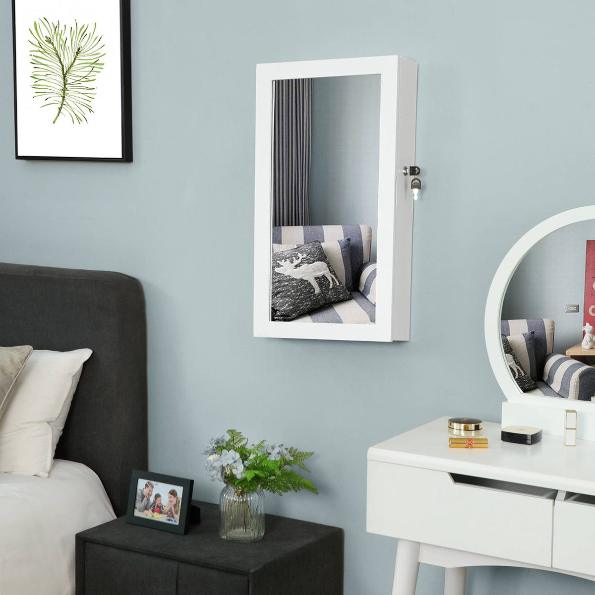 Lockable Jewelry Cabinet Armoire - Mirror