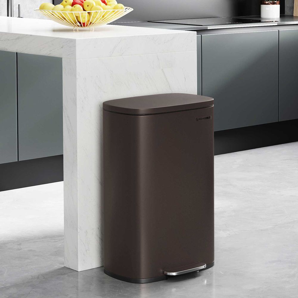 Stainless Steel Trash Can, Soft-Close, Step Pedal, 8 & 13 Gal.