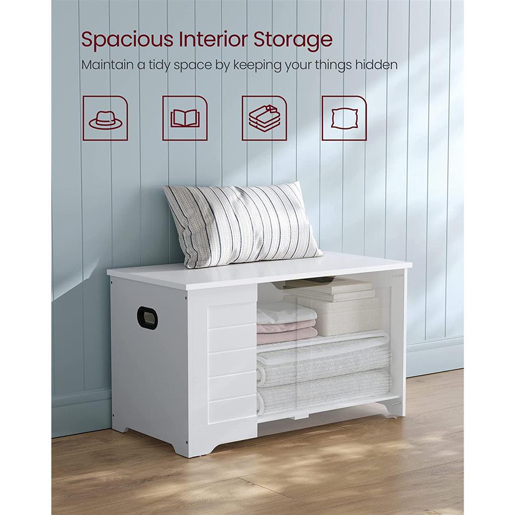 Storage chest with hinged lid – entryway trunk – large hidden compartment – 300 lb capacity