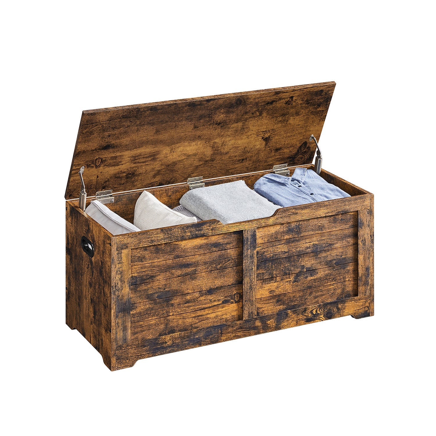 Storage chest with hinged lid – entryway trunk – large hidden compartment – 300 lb capacity