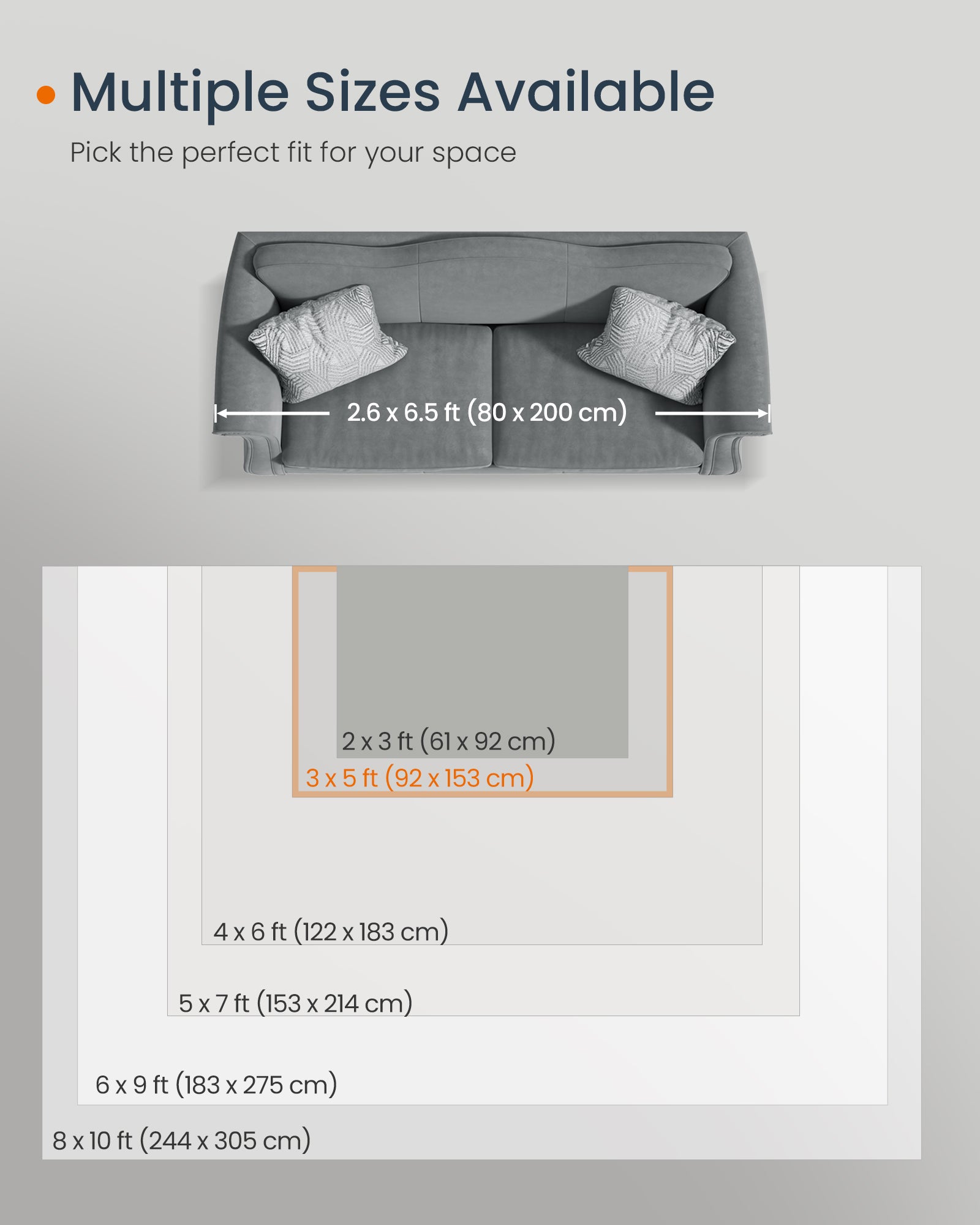 Area Rug with Non Slip Design and Machine Washable 3x5 Ft - Light Gray