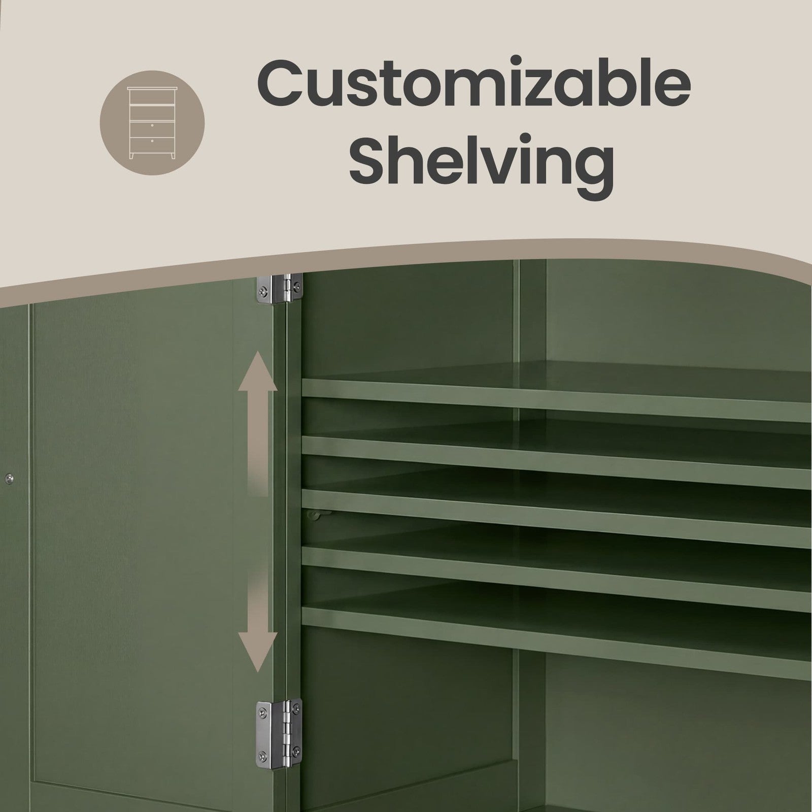 Freestanding Storage Cabinet with Adjustable Shelves for Bathroom - Forest Green