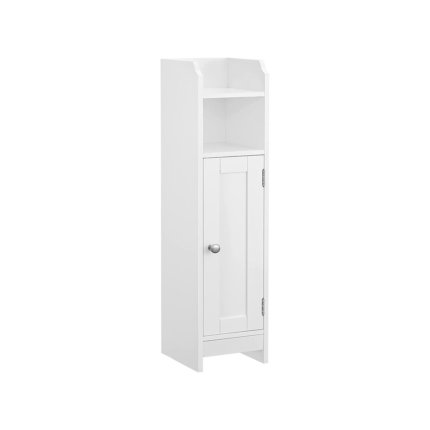 Small Bathroom Storage Corner Floor Cabinet with Door and Shelves - White