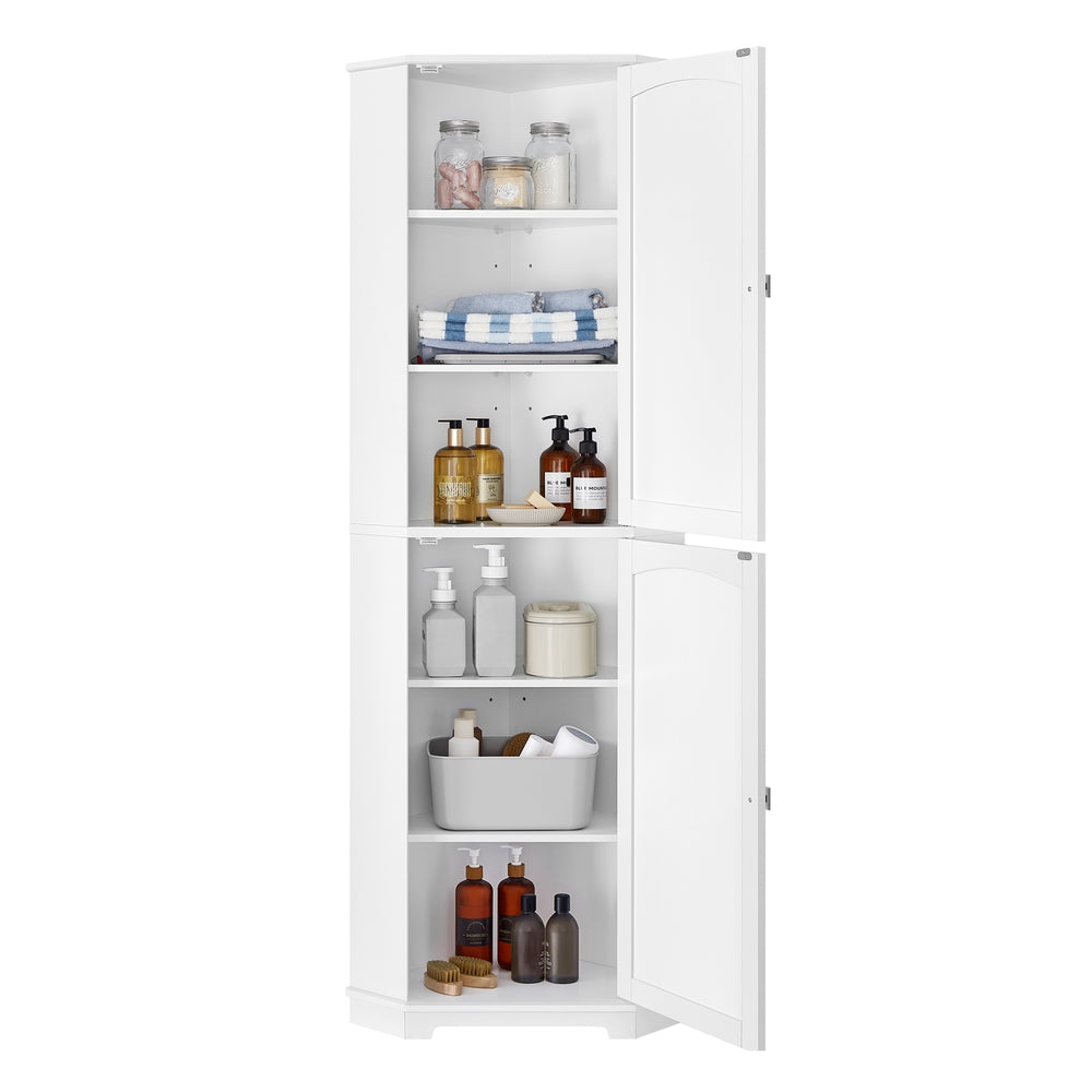 Tall Corner Cabinet with 2 Doors and 4 Adjustable Shelves