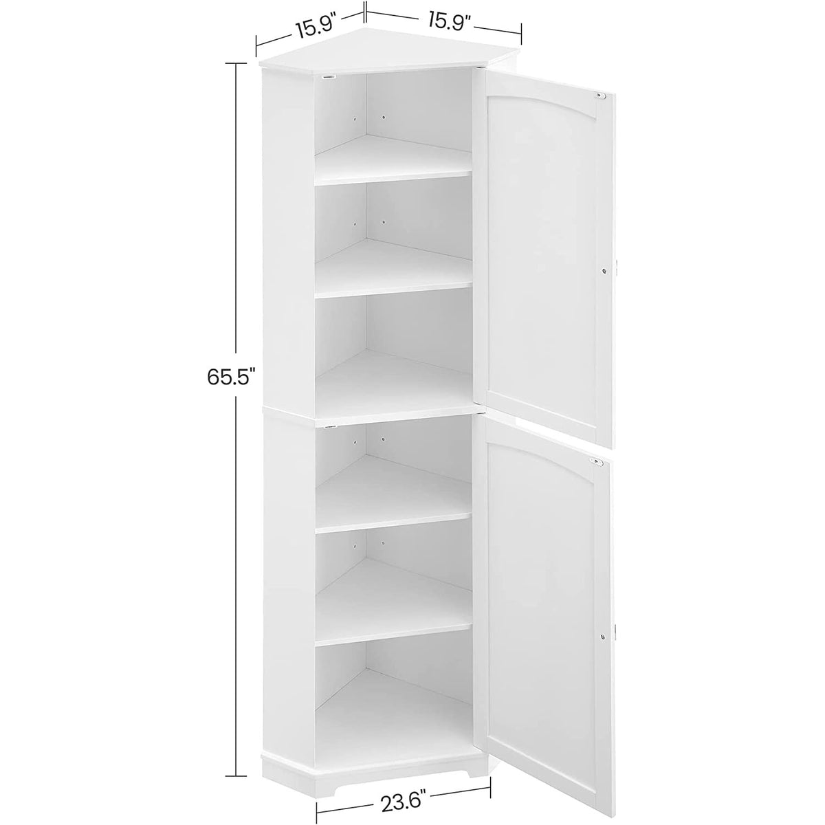 Tall Corner Cabinet with 2 Doors and 4 Adjustable Shelves
