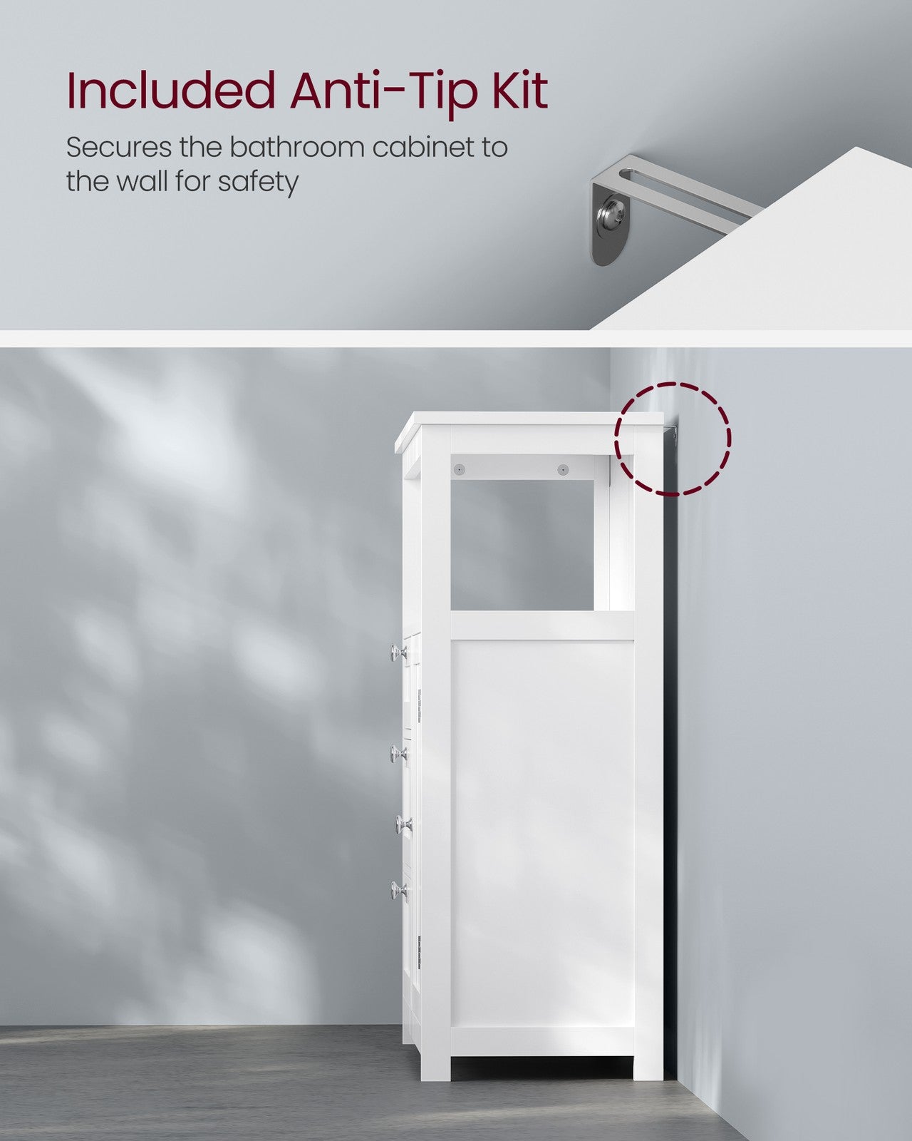 Bathroom Floor Storage Cabinet with 3 Drawers