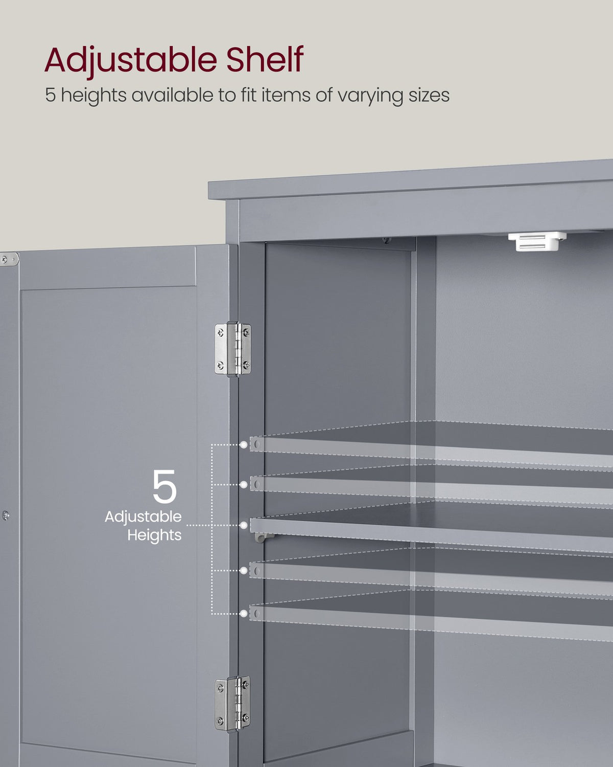 Bathroom Floor Storage Cabinet - 2 Drawers and 2 Doors - Adjustable Shelf