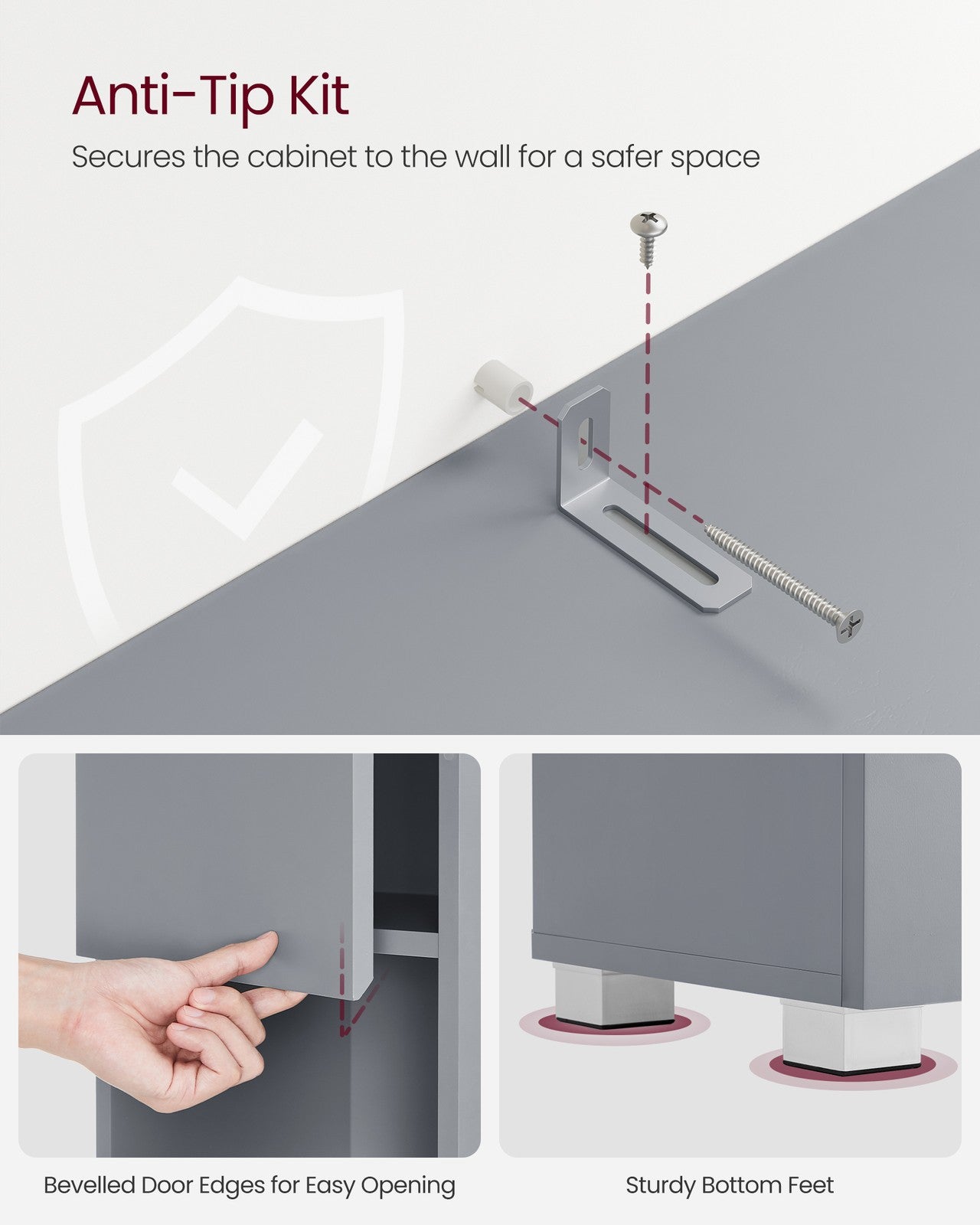 Slim Bathroom Storage Cabinet - Mystic Gray