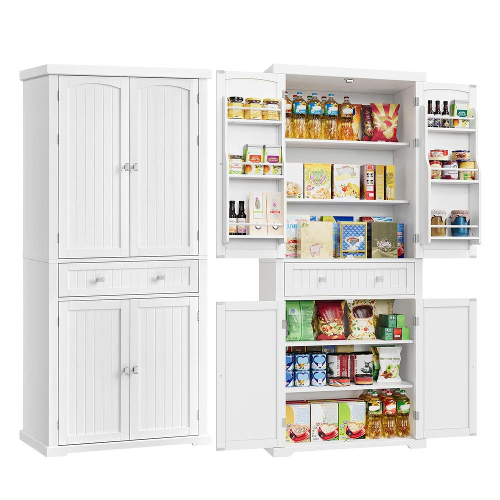 71.7-Inch High Freestanding Tall Cupboard Storage Cabinet - White