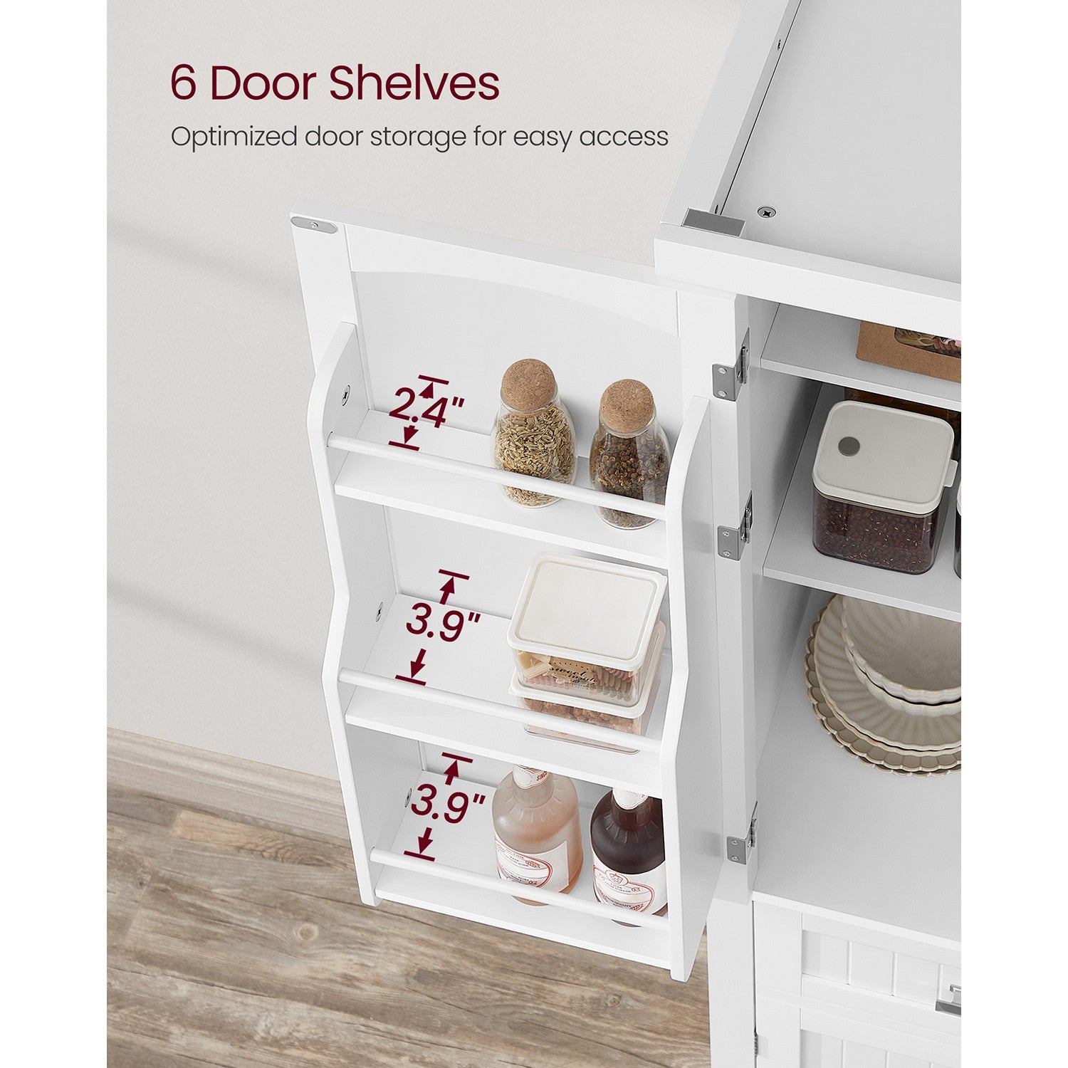 71.7-Inch High Freestanding Tall Cupboard Storage Cabinet - White