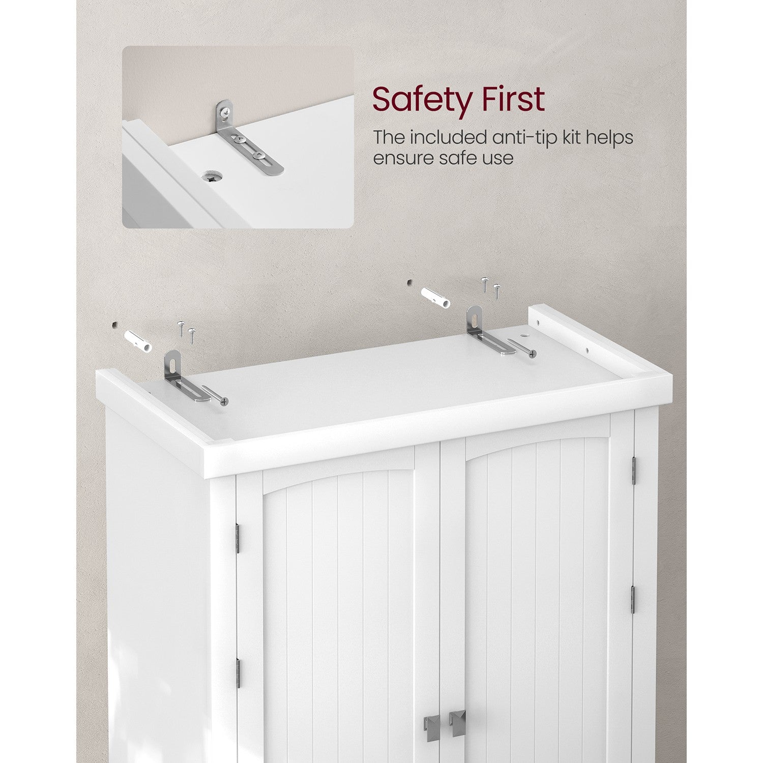 71.7-Inch High Freestanding Tall Cupboard Storage Cabinet - White