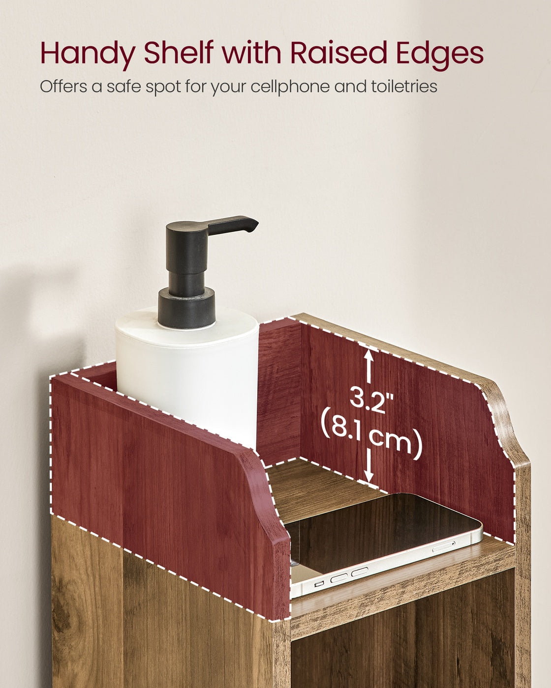 Small Storage Corner Floor Cabinet with Door 7.9 x 7.1 x 31.5 Inches Honey Brown - Honey Brown