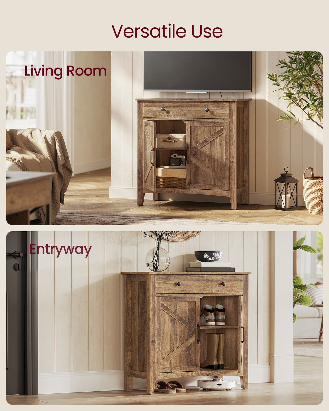 Coffee Bar Cabinet - Kitchen Storage Cabinet with Drawers - Honey Brown