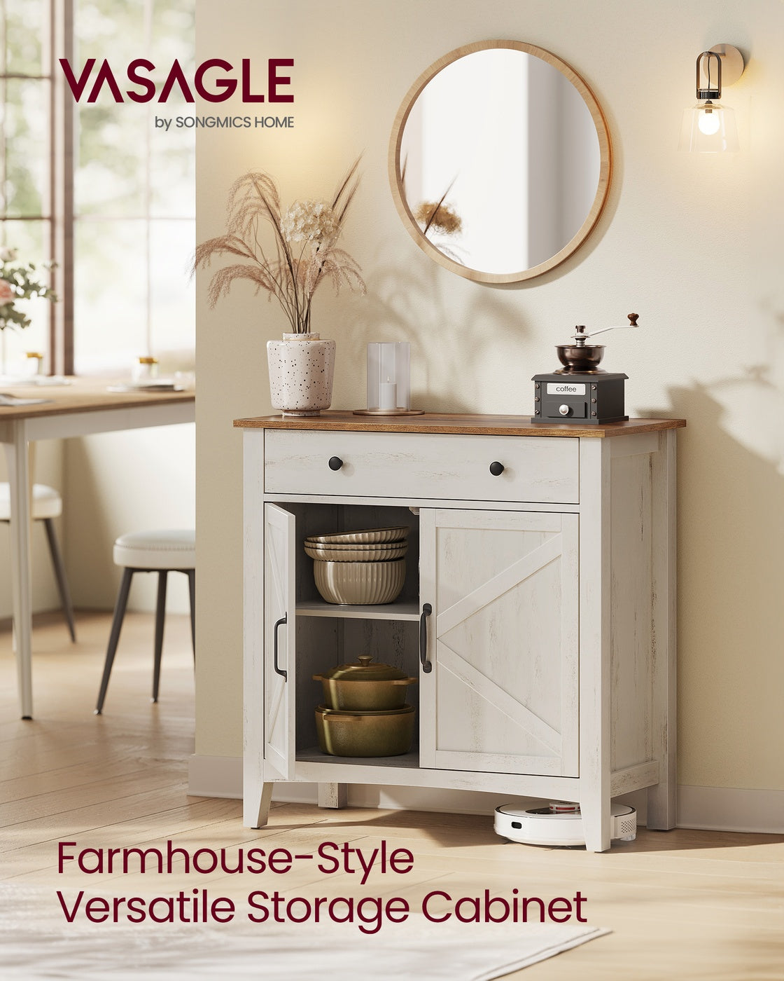 Coffee Bar Cabinet - Kitchen Storage Cabinet with Drawers