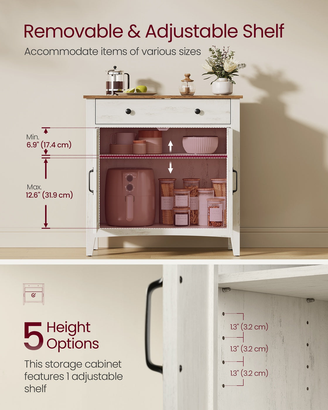 Coffee Bar Cabinet - Kitchen Storage Cabinet with Drawers