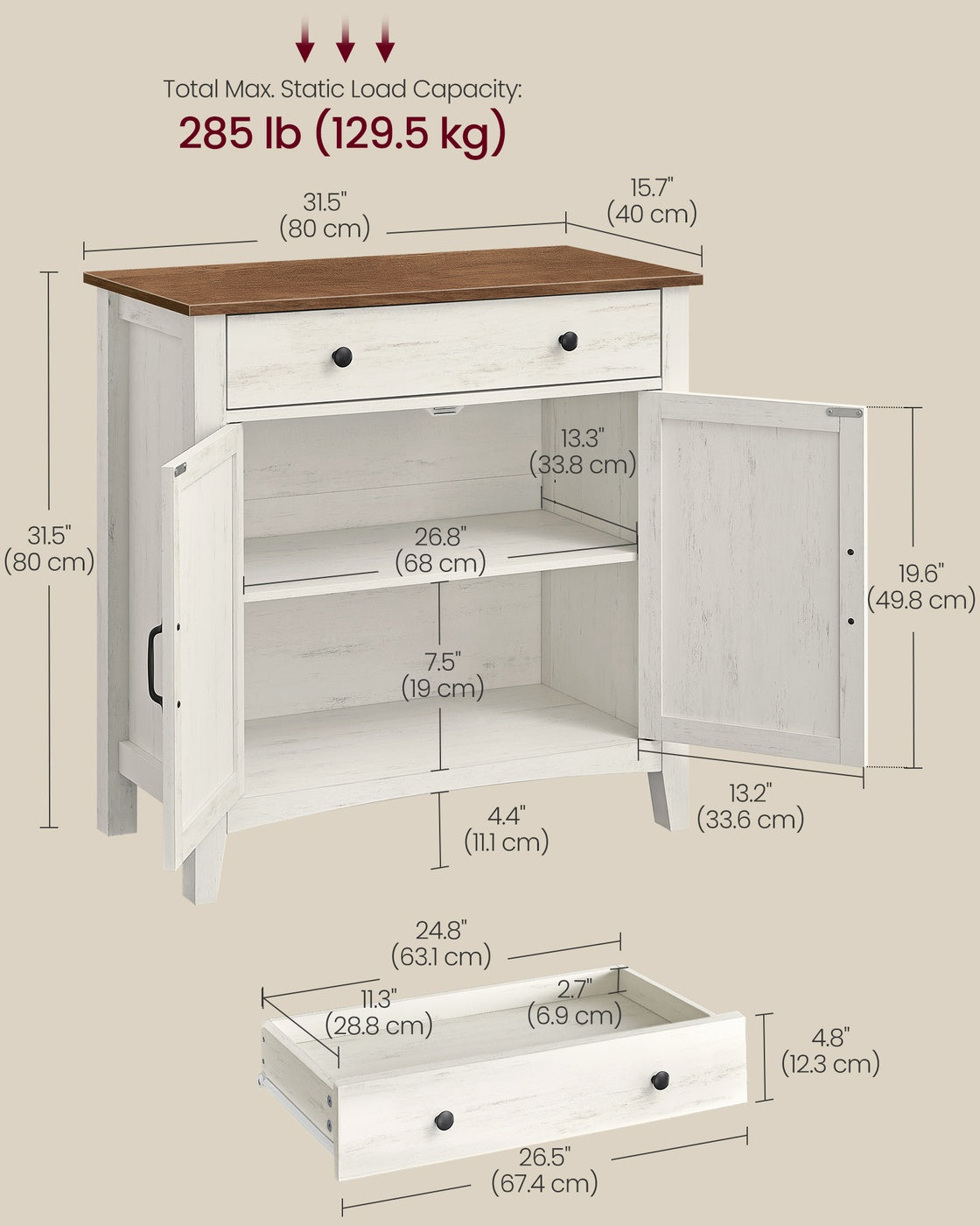 Coffee Bar Cabinet - Kitchen Storage Cabinet with Drawers