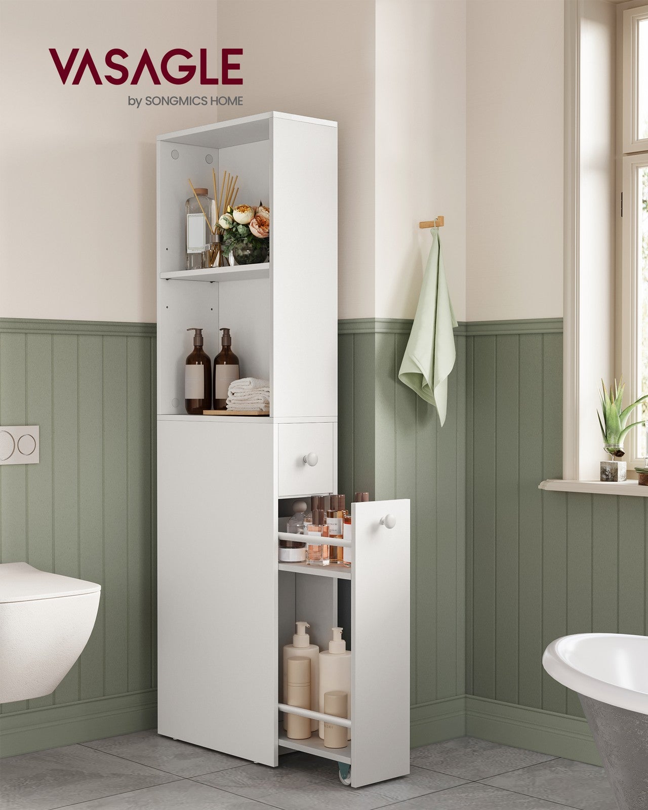Freestanding Cabinet with Storage Drawers and Adjustable Shelf