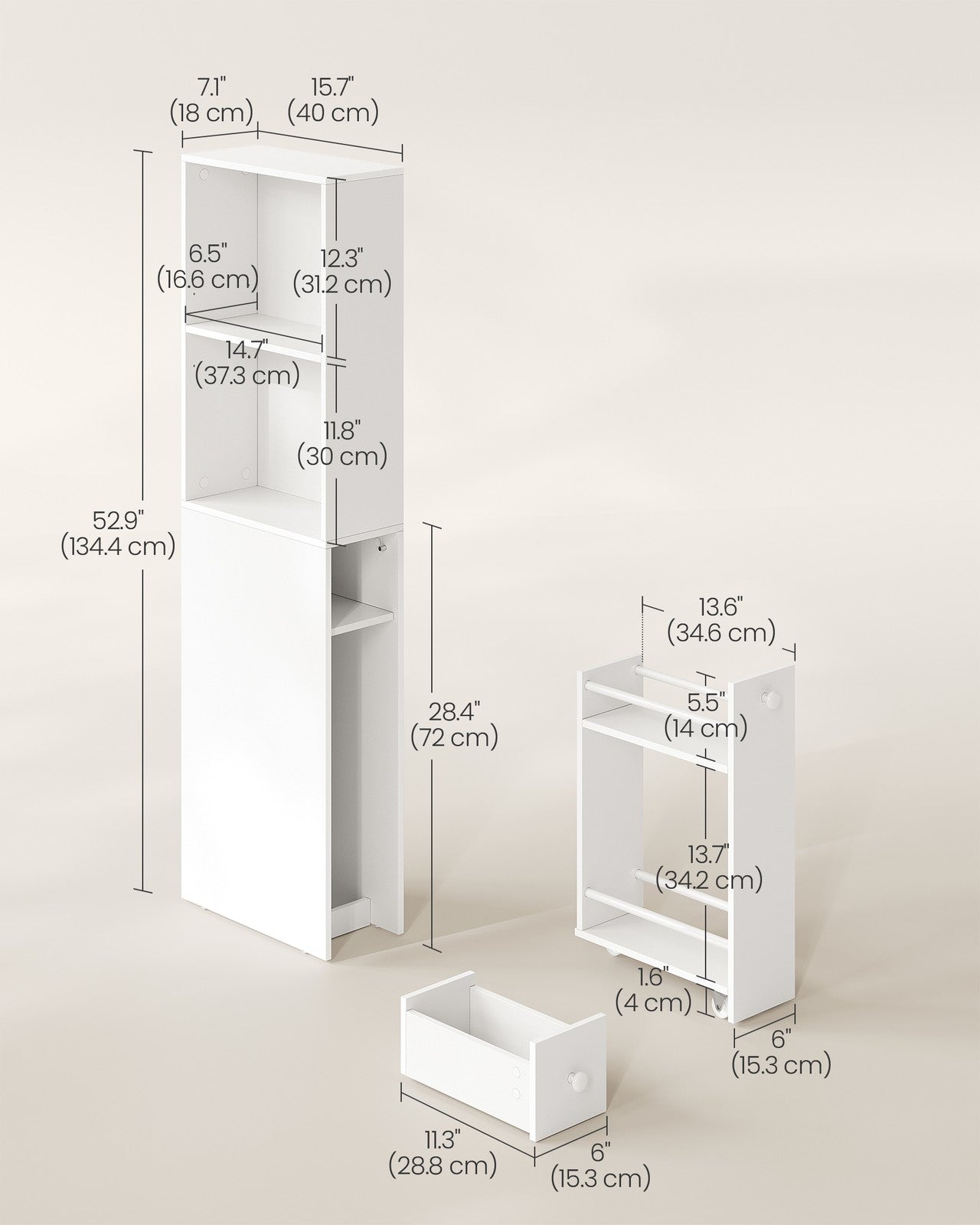 Freestanding Cabinet with Storage Drawers and Adjustable Shelf
