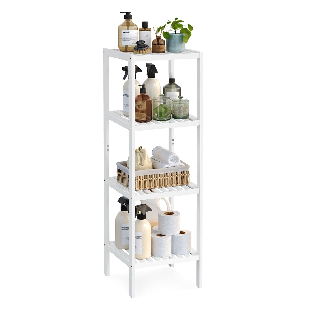 4-Tier Bamboo Bathroom Shelf - Cloud White