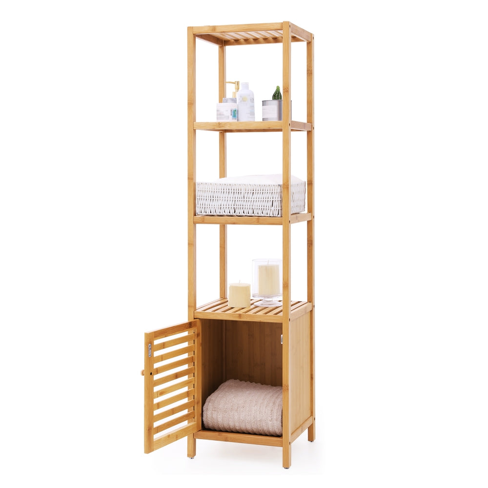 4 Tiers Bamboo Bathroom Storage Floor Cabinet