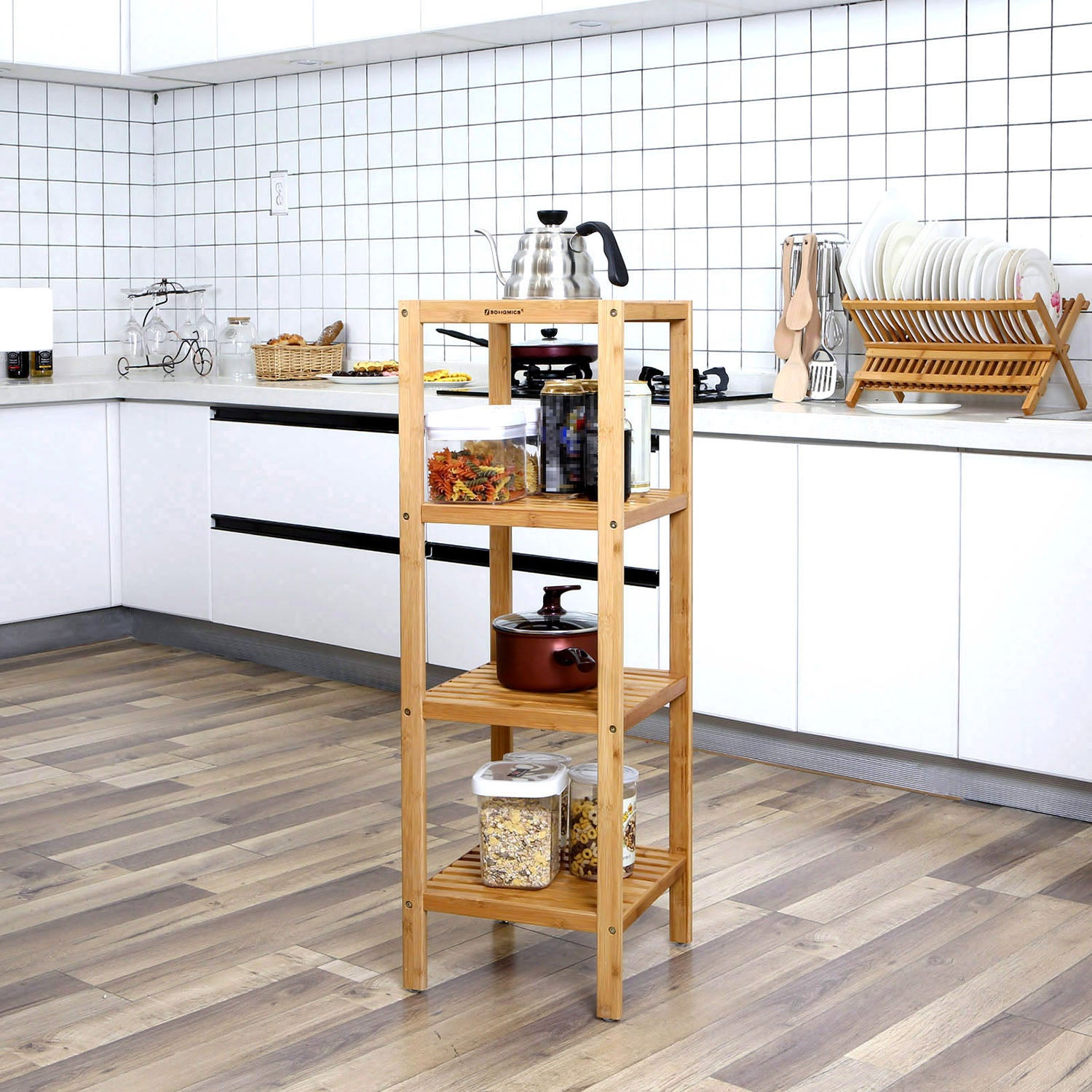4-Tier Bamboo Bathroom Shelf - Natural