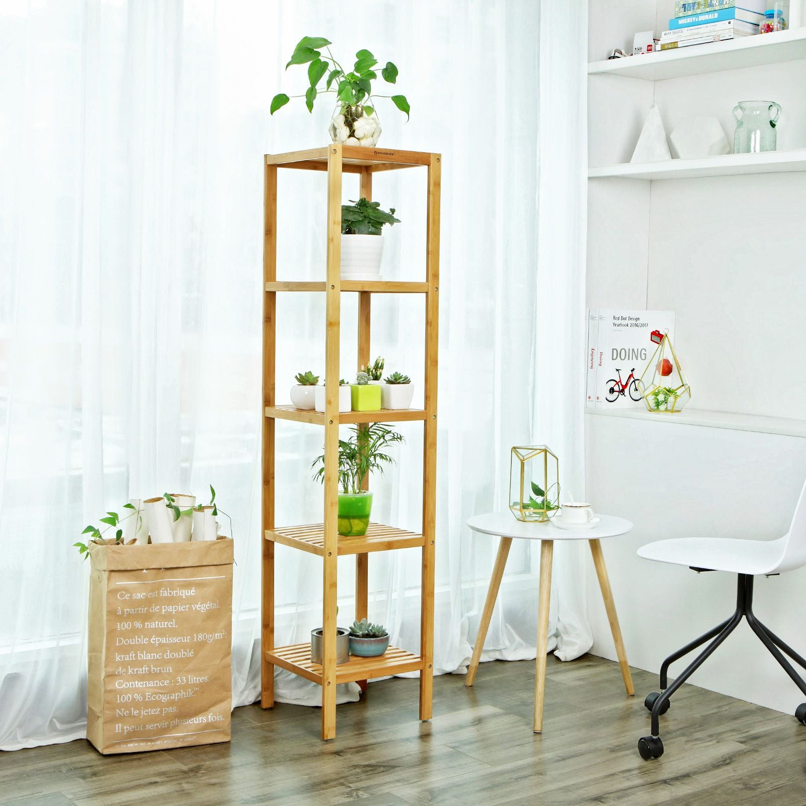 5-Tier Bamboo Bathroom Shelf - Natural