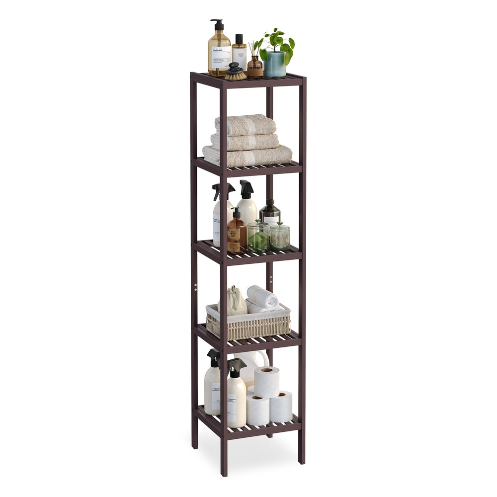 5-Tier Bamboo Bathroom Shelf - Brown