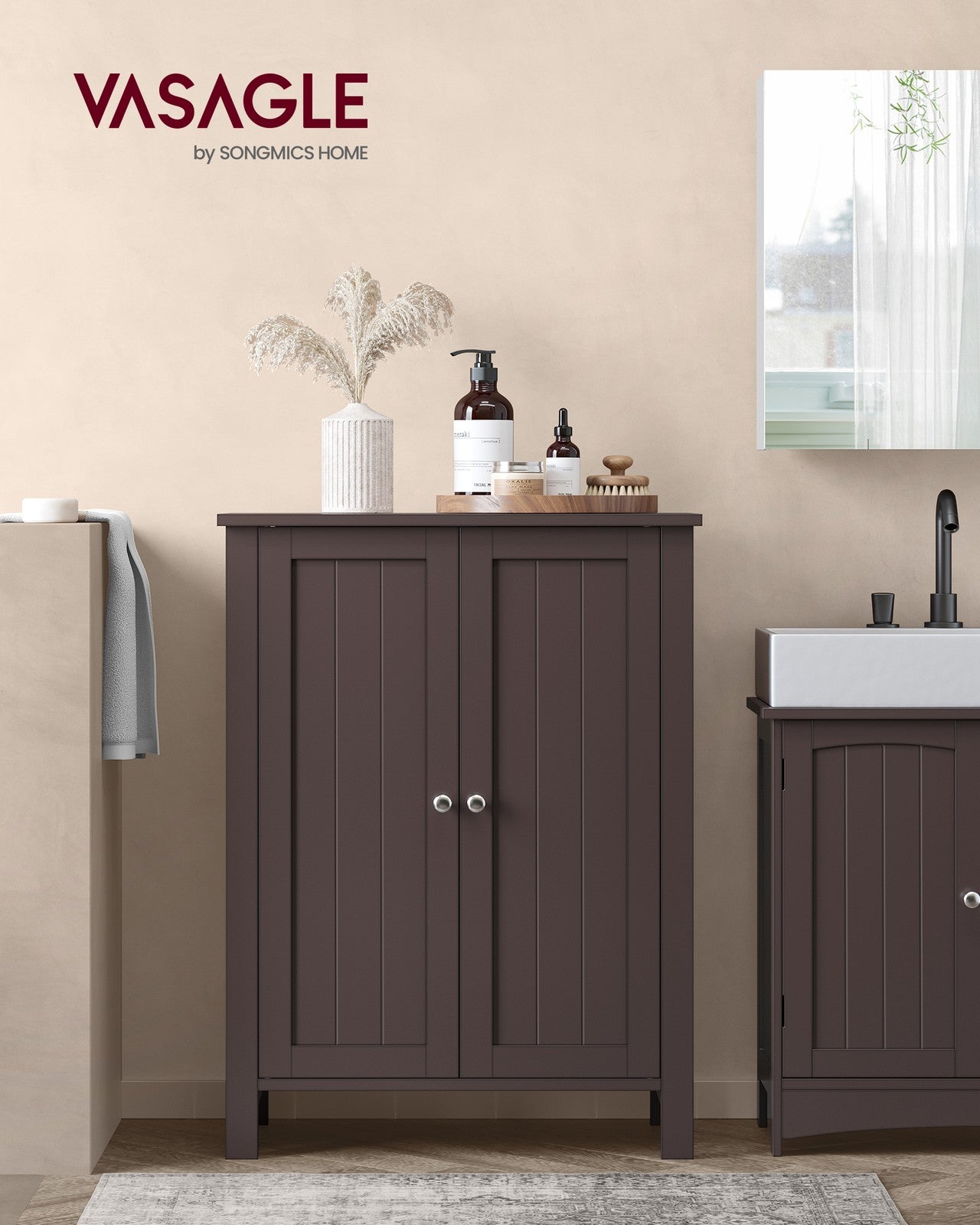 Bathroom Storage Cabinet - 2 Adjustable Shelves - Double Door