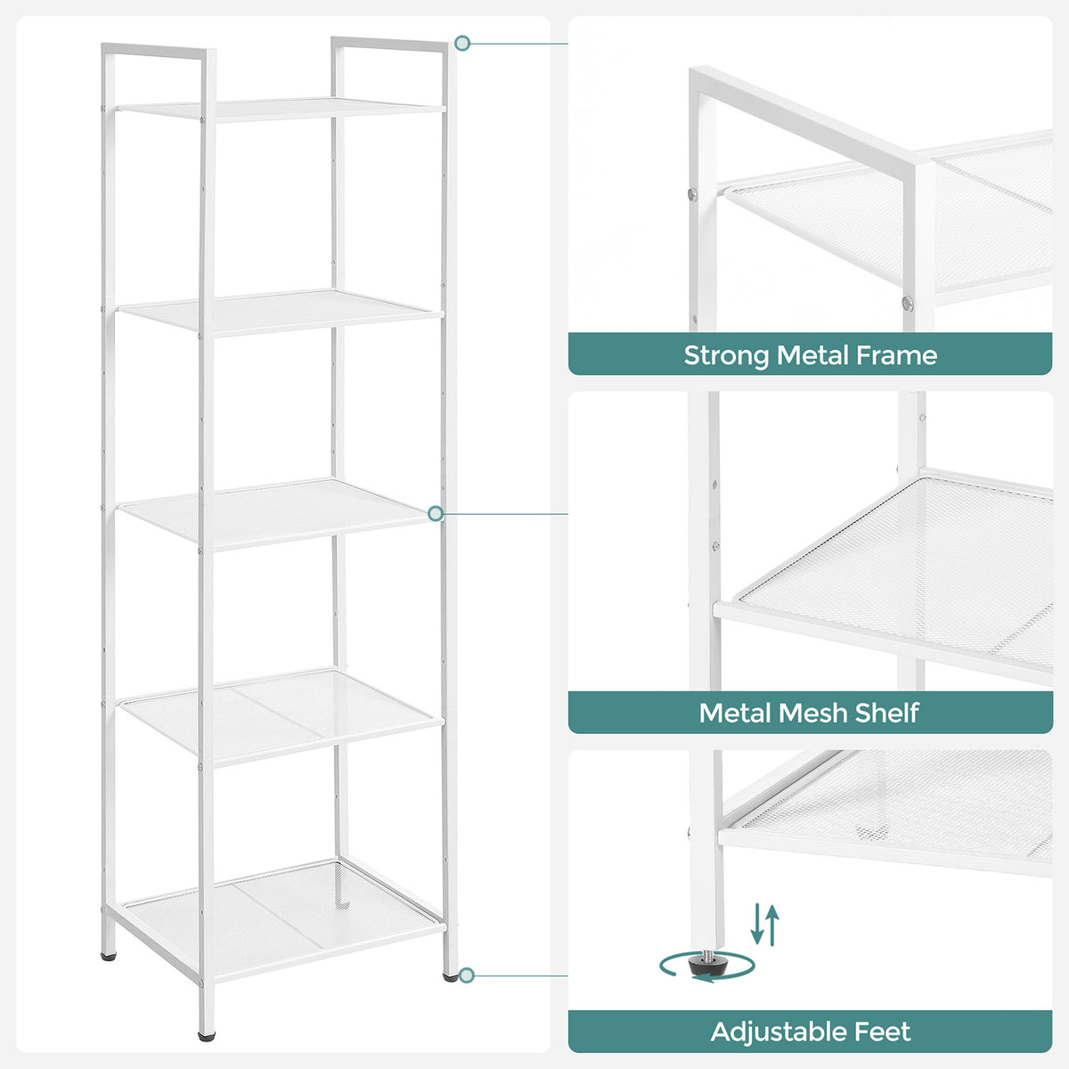 Storage Rack - 6-Tier - 62 inch - Adjustable Shelves for Bathroom or Closet