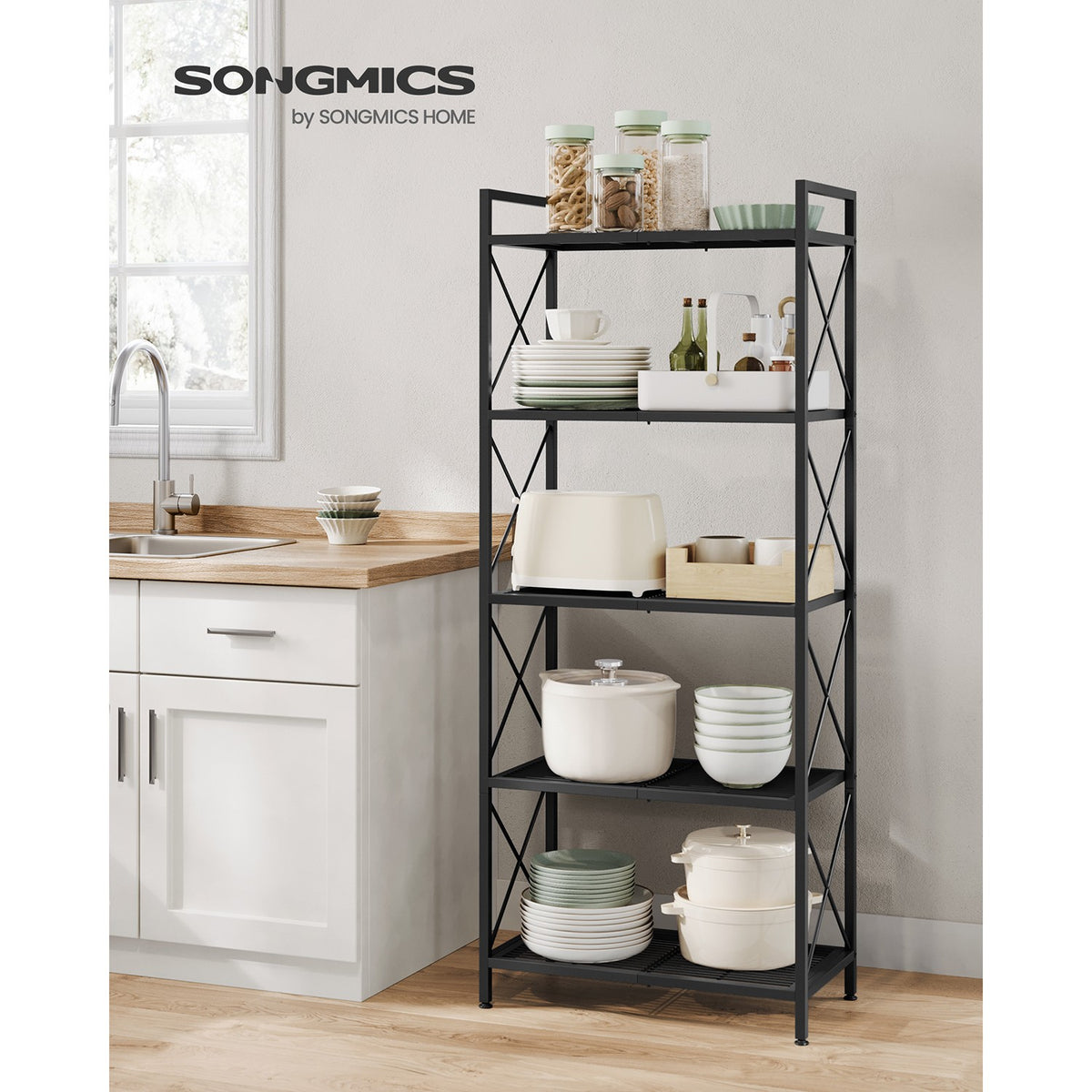 Metal Storage Shelving Unit - 5-Tier - X Side Frames - 550 lb Capacity