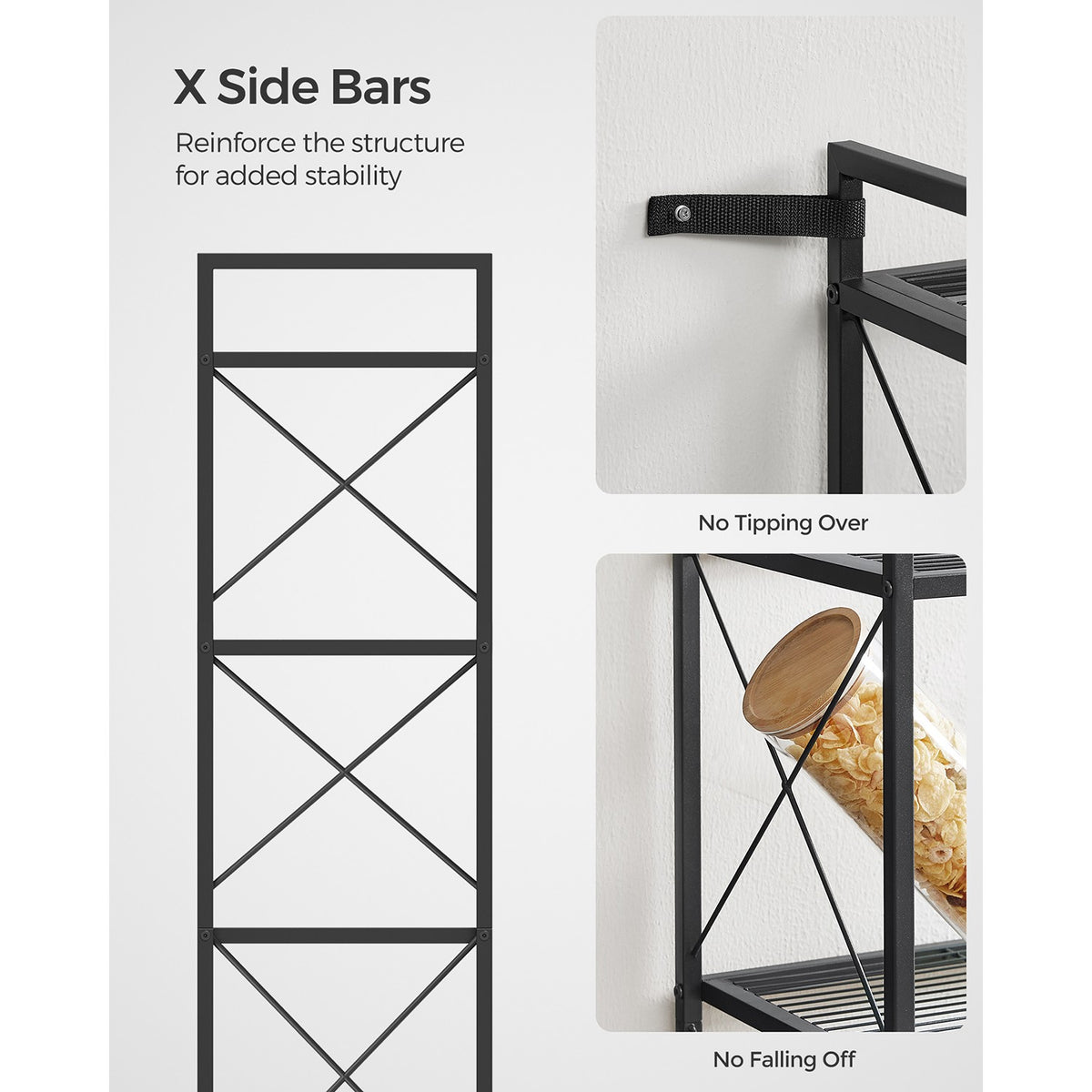 Metal Storage Shelving Unit - 5-Tier - X Side Frames - 550 lb Capacity