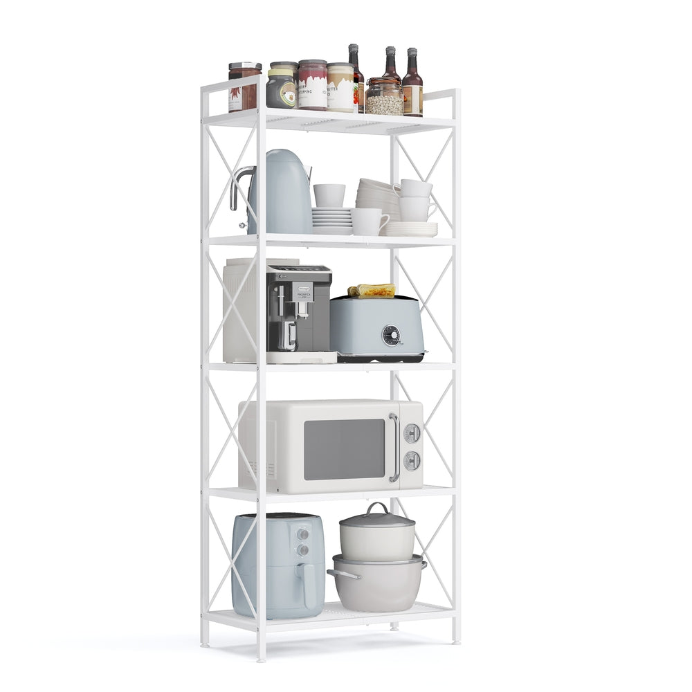 Metal Storage Shelving Unit with X Side Frames for Kitchen and Bathroom - Cloud White - 11.8"D x 23.6"W x 55.7"H