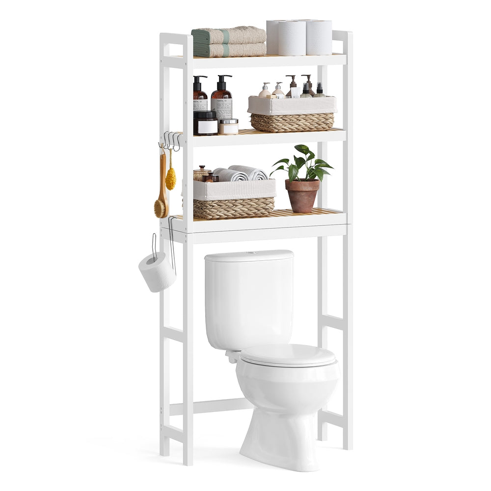 3-Tier Bamboo Bathroom Organizer Green - Simply White, Natural Beige - 10.2"D x 24.8"W x 66.9"H