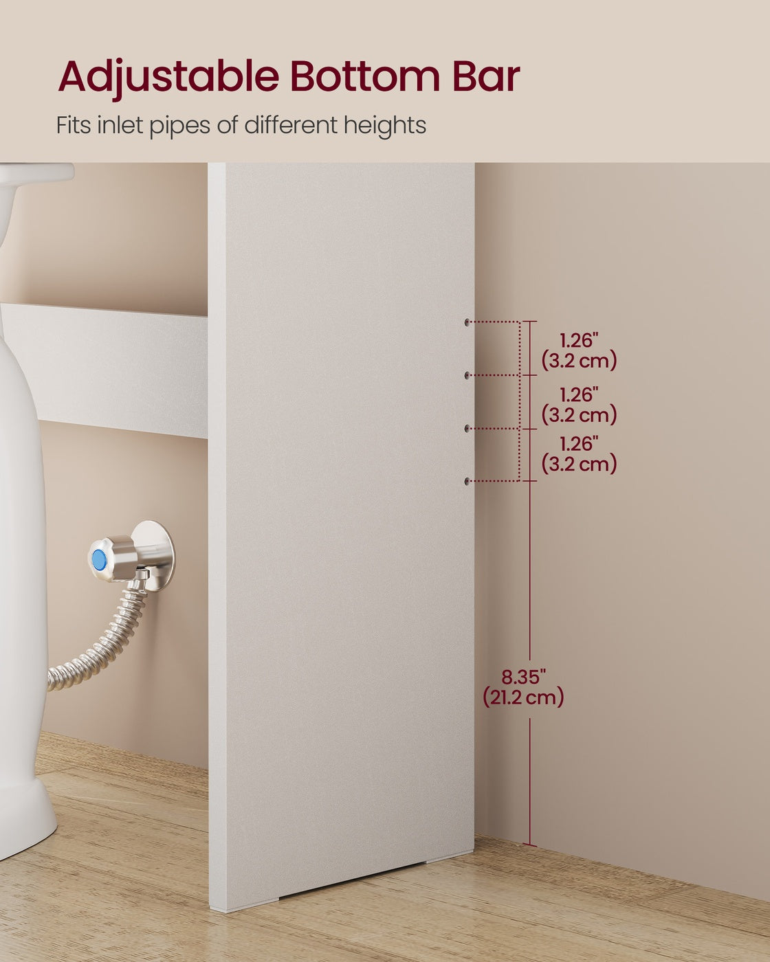 Over Toilet Storage Cabinet - 7.9 x 24. 6 x 70 Inches - Cloud White