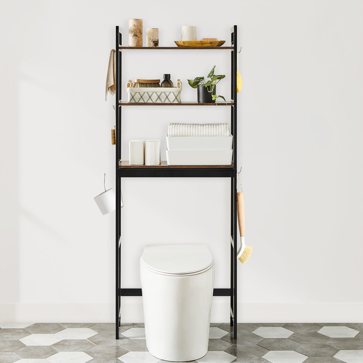 Over-the-Toilet Storage Organizer - 3-Tier - Adjustable Shelves